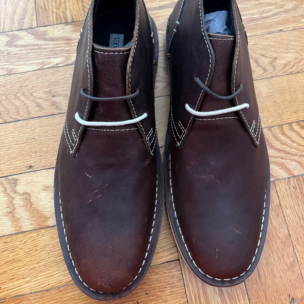 NEW Steve Madden Beckett Leather Boots in Wood sz 9 in box